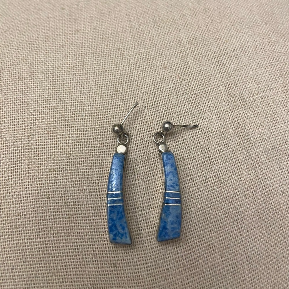 Blue and Silver Dangle Earrings